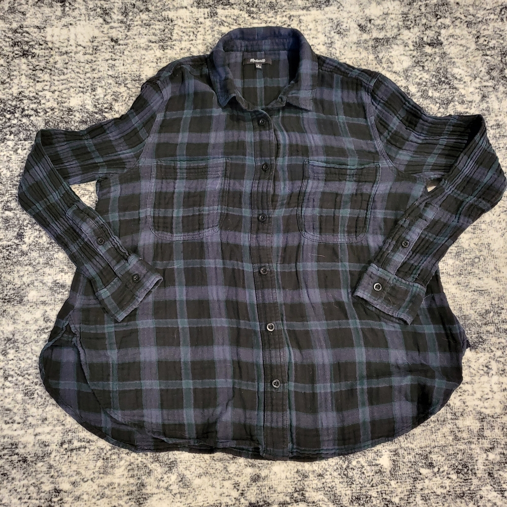 Madewell Green and Blue Plaid Shirt